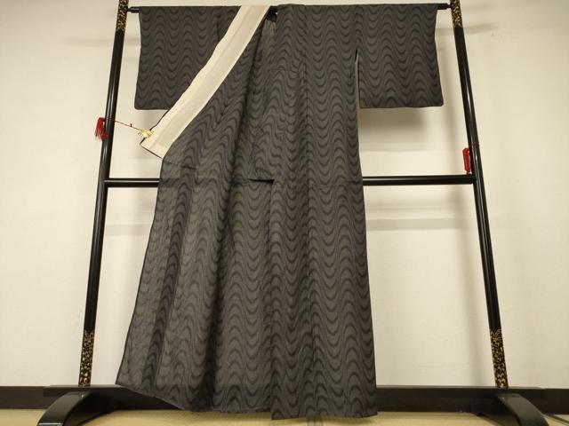平和屋着物＊夏物 石川県指定無形文化財 能登上布 本麻手織上布 変わり縞 麻 逸品 AABF1586jd