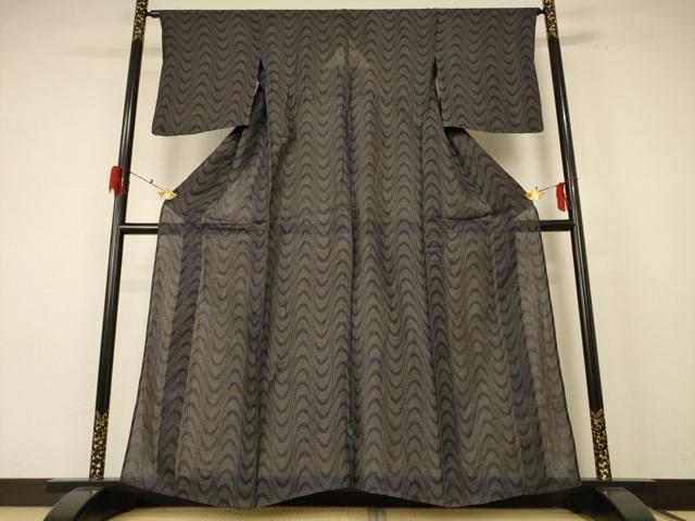 平和屋着物＊夏物 石川県指定無形文化財 能登上布 本麻手織上布 変わり縞 麻 逸品 AABF1586jd
