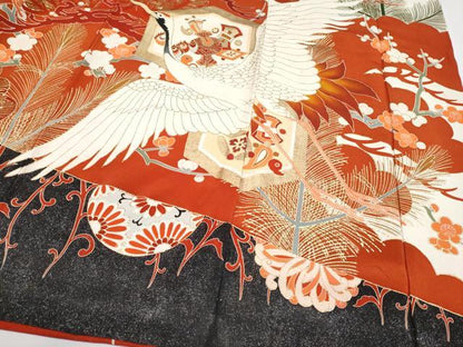 平和屋本店●極上 アンティーク 大正ロマン 中国三大刺繍 相良刺繍 振袖 駒刺繍 飛鶴枝松文 金彩 逸品 CYAA4435s6