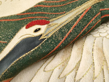 平和屋本店●極上 アンティーク 大正ロマン 中国三大刺繍 相良刺繍 振袖 飛鶴立波文 金彩 逸品 CYAA4434s6