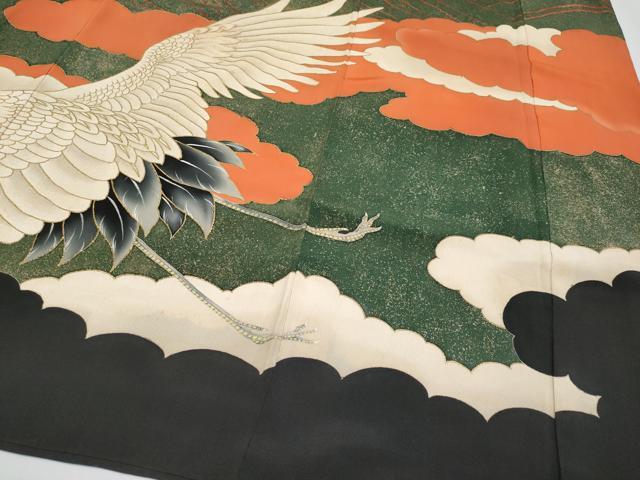 平和屋本店●極上 アンティーク 大正ロマン 中国三大刺繍 相良刺繍 振袖 飛鶴立波文 金彩 逸品 CYAA4434s6