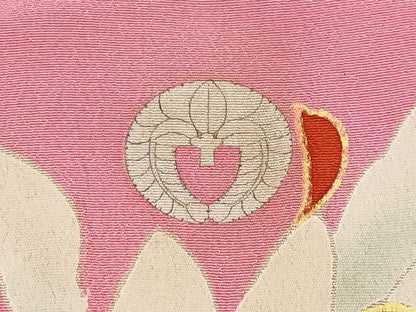 平和屋本店●極上　アンティーク　大正ロマン　振袖　駒刺繍　花笠　金彩　桃色地　逸品　CYAA4433s6