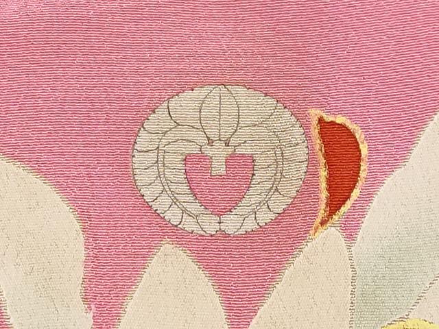 平和屋本店●極上　アンティーク　大正ロマン　振袖　駒刺繍　花笠　金彩　桃色地　逸品　CYAA4433s6