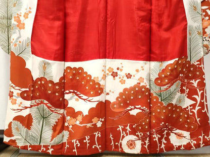 平和屋本店●極上 アンティーク 大正ロマン 中国三大刺繍 相良刺繍 振袖 駒刺繍 飛鶴枝松文 金彩 逸品 CYAA4435s6