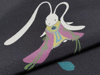 平和屋本店●極上　世界的人形師　辻村寿三郎　ジュサブロー　訪問着　兎　伊と幸　黒紅色地　反端付き　逸品　未使用　CYAA4442s6