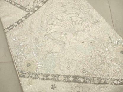 平和屋着物◎六通柄袋帯 裂取鳳凰文 プラチナ二重箔 正絹 逸品 DABA8363xg