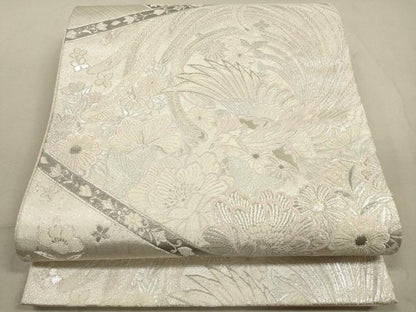 平和屋着物◎六通柄袋帯 裂取鳳凰文 プラチナ二重箔 正絹 逸品 DABA8363xg