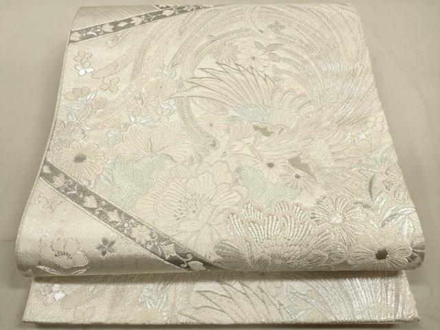 平和屋着物◎六通柄袋帯 裂取鳳凰文 プラチナ二重箔 正絹 逸品 DABA8363xg