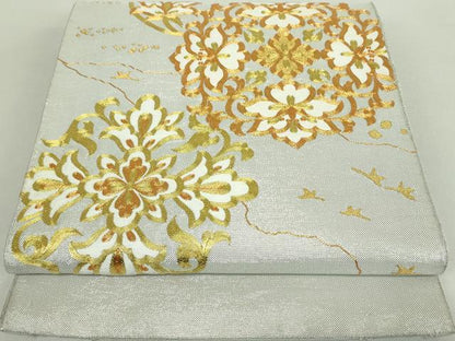 平和屋着物●西陣　川島織物　太鼓柄袋帯　駒刺繍　総刺繍　更紗花鳥文　金銀糸　正絹　逸品　DABA1979ps
