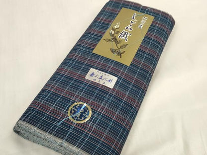 平和屋着物＊夏物 阿波しじら織 浴衣 反物 着尺 格子 証紙付き 綿 逸品 未使用 DABA7651zzz