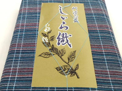 平和屋着物＊夏物 阿波しじら織 浴衣 反物 着尺 格子 証紙付き 綿 逸品 未使用 DABA7651zzz