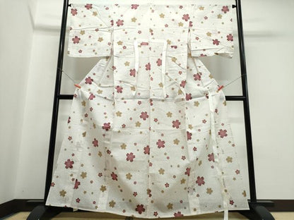 平和屋着物∴夏物 浴衣 綿紅梅 舞桜 伊勢丹扱い 綿 逸品 CABB6557ng