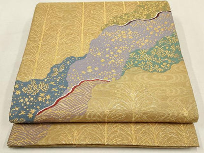 平和屋着物▼六通柄袋帯　松宴　道長箔散らし文　金糸　正絹　逸品　AABE9565wj