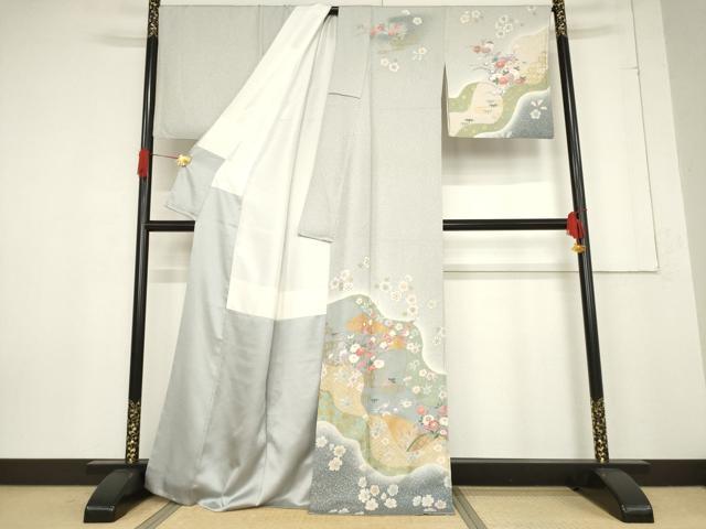 平和屋着物●訪問着　道長花文　金彩　正絹　逸品　AABF1365ck