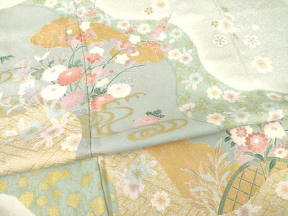 平和屋着物●訪問着　道長花文　金彩　正絹　逸品　AABF1365ck