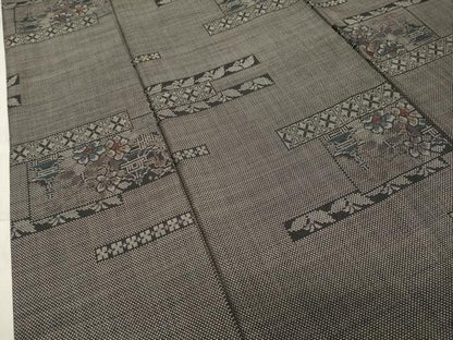 平和屋着物●本場大島紬 9マルキ 風景花文 そごう百貨店扱い 正絹 逸品 CABB0163gh