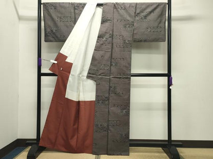 平和屋着物●本場大島紬 9マルキ 風景花文 そごう百貨店扱い 正絹 逸品 CABB0163gh