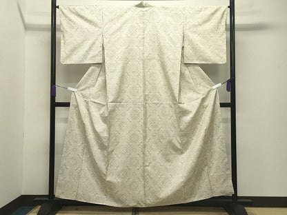平和屋着物●本場大島紬 白大島 7マルキ 吉祥花文 正絹 逸品 CABB0161gh