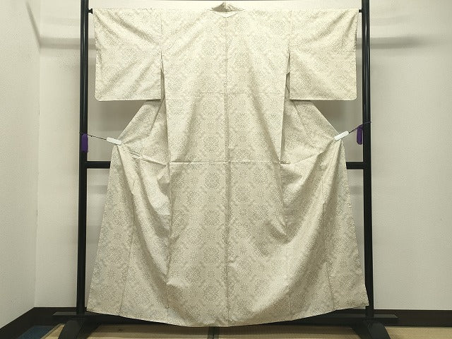 平和屋着物●本場大島紬 白大島 7マルキ 吉祥花文 正絹 逸品 CABB0161gh