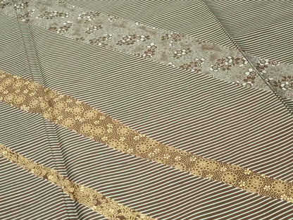 平和屋着物●東京染伝統工芸士 金田昇 訪問着 紬地 舞花文 正絹 逸品 未使用 CABB0223gh