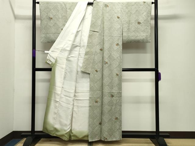 平和屋着物●上質な小紋 刺繍 絞り 花喰い鳥 金糸 やまと誂製 正絹 逸品 CABB0235gh