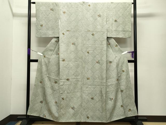 平和屋着物●上質な小紋 刺繍 絞り 花喰い鳥 金糸 やまと誂製 正絹 逸品 CABB0235gh