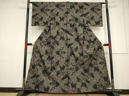 平和屋着物●本場大島紬　一元7マルキ　色紙重ね花文　正絹　逸品　未使用　AABF1805ck