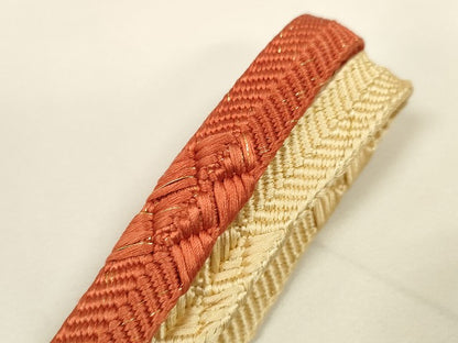 平和屋着物●和装小物 帯締め・帯揚げセット　中国三大刺繍 スワトウ刺繍 汕頭刺繍　霞地紙花文　手組紐　金糸　逸品　未使用　DABA7677zzz