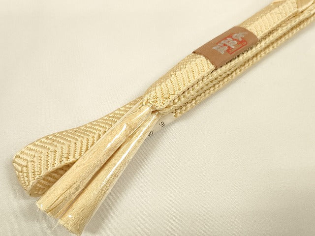 平和屋着物●和装小物 帯締め・帯揚げセット　中国三大刺繍 スワトウ刺繍 汕頭刺繍　霞地紙花文　手組紐　金糸　逸品　未使用　DABA7677zzz