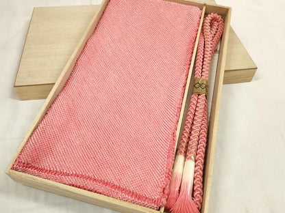 平和屋着物●和装小物 帯締め・帯揚げセット 振袖用 総絞り 組紐 金糸 逸品 未使用 DABA7687zzz
