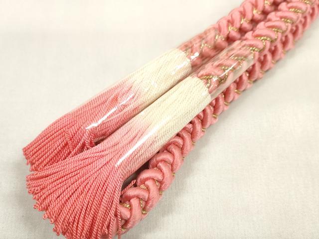 平和屋着物●和装小物 帯締め・帯揚げセット 振袖用 総絞り 組紐 金糸 逸品 未使用 DABA7687zzz