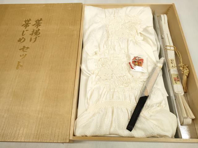 平和屋着物●和装小物　帯締め・帯揚げ・扇子セット　柄絞り　花梅　金糸　手組紐　亀房付き　逸品　未使用　DABA7691zzz