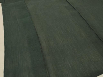 平和屋着物＊夏物　男性　小千谷ちぢみ　藍媚茶色　麻　逸品　AABF1651jd