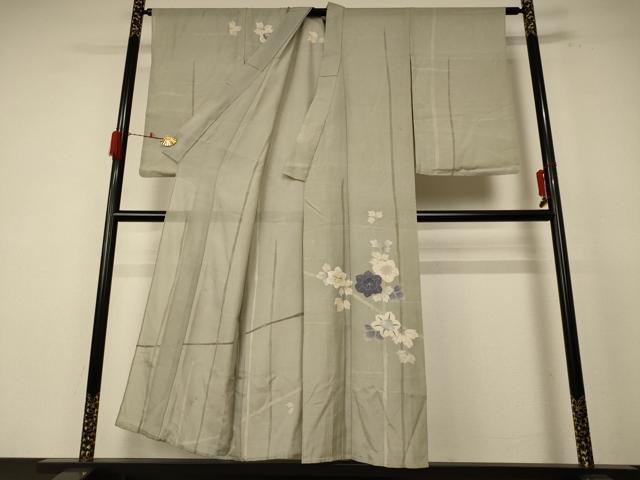 平和屋着物＊夏物 訪問着 絽 駒刺繍 草花文 銀糸 正絹 逸品 AABF1674jd