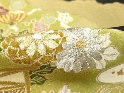 平和屋着物■豪華黒留袖　刺繍　風景文　暈し染め　金彩　正絹　逸品　DABB2484cd