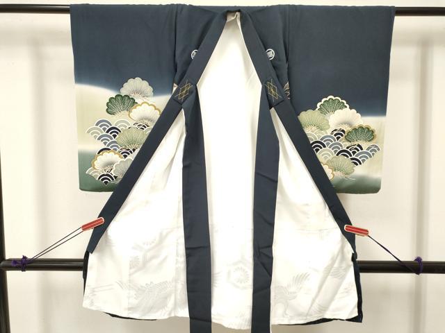 平和屋着物[]お宮参り　男の子　祝着　産着　初着　のしめ　駒刺繍　鷹　鷲　宝船　暈し染め　金彩　逸品　DABA3721ma