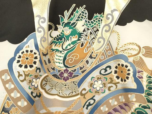 平和屋着物[]お宮参り　男の子　祝着　産着　初着　のしめ　龍　兜　風景松文　暈し染め　金銀彩　逸品　未使用　DABA3740ma