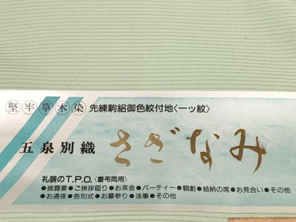 平和屋着物＊夏物 色無地 反物 着尺 駒絽 五泉 堅牢草木染 夏虫色 西武百貨店扱い 逸品 未使用 DABA7729zzz