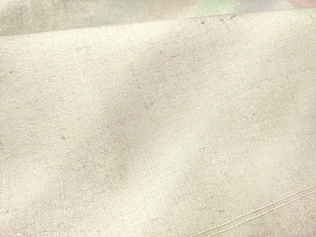平和屋着物●五月みどりプロデュース 結城紬地 両面 六通柄袋帯 結城紬地 霞文 金通し地 正絹 逸品 DABB7155op