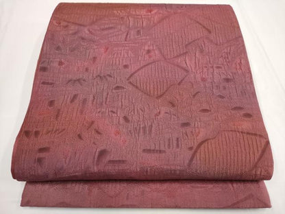 平和屋着物◎全通柄袋帯 ふくれ織 幾何学文様 正絹 逸品 AABF3802iu