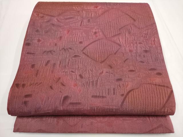 平和屋着物◎全通柄袋帯 ふくれ織 幾何学文様 正絹 逸品 AABF3802iu