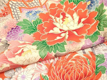 平和屋着物[]お宮参り　女の子　祝着　産着　初着　のしめ　駒刺繍　絞り　御所車牡丹花文　暈し染め　金彩　逸品　DABA3762ma
