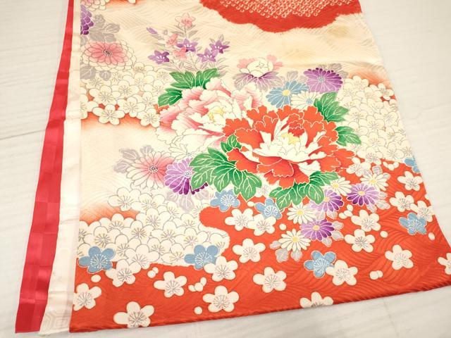 平和屋着物[]お宮参り　女の子　祝着　産着　初着　のしめ　駒刺繍　絞り　御所車牡丹花文　暈し染め　金彩　逸品　DABA3762ma