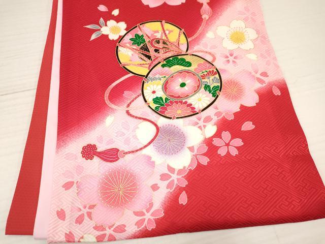 平和屋着物[]お宮参り　女の子　祝着　産着　初着　のしめ　鼓鞠花文　暈し染め　金彩　逸品　DABA3763ma