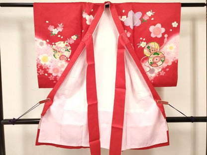 平和屋着物[]お宮参り　女の子　祝着　産着　初着　のしめ　鼓鞠花文　暈し染め　金彩　逸品　DABA3763ma