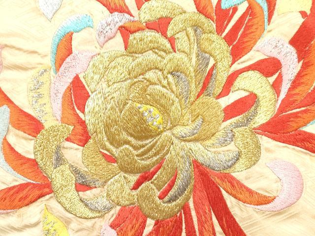 平和屋着物[]お宮参り　女の子　祝着　産着　初着　のしめ　刺繍　乱菊　暈し染め　金銀彩　逸品　DABA3774ma