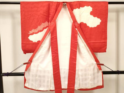 平和屋着物[]お宮参り　女の子　祝着　産着　初着　のしめ　駒刺繍　絞り　糸車花文　逸品　DABA3770ma
