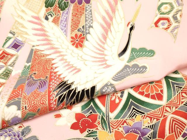 平和屋着物[]お宮参り　女の子　祝着　産着　初着　のしめ　飛鶴鞠花文　暈し染め　金彩　逸品　DABA3786ma