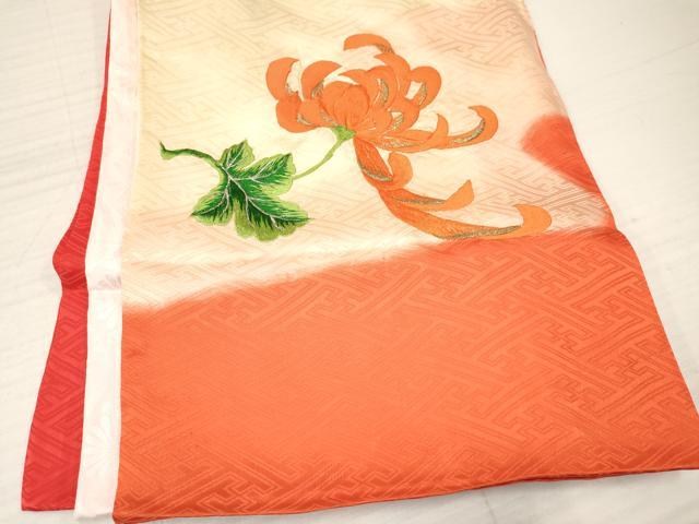 平和屋着物[]お宮参り　女の子　祝着　産着　初着　のしめ　刺繍　乱菊　暈し染め　金銀彩　逸品　DABA3774ma