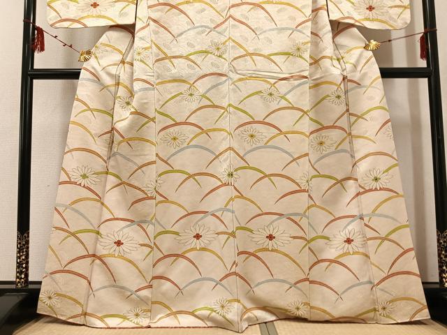 平和屋着物■訪問着 芝花文 金彩 金通し地 正絹 逸品 AABF3102ph